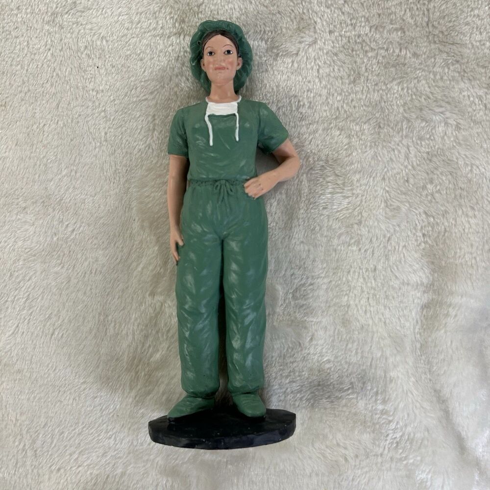 Ebony Treasures Professional Female Nurse In Scrubs Figurine 7.5" Tall